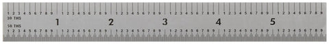 6 Inch 3R Steel Rule With High Contrast Satin Chrome Readout And Tempered Stainless Construction For Serious Precision Machining Layout Fabrication And QC A Durable Accurate Measuring Tool 182-104, close-up scale view