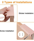 Four Pack Finger Edge Pull Aluminum Alloy Concealed Drawer Pulls Self Adhesive Invisible Cabinet Handles 120mm Ballet Pink showing two types of installations, adhesive and screws.