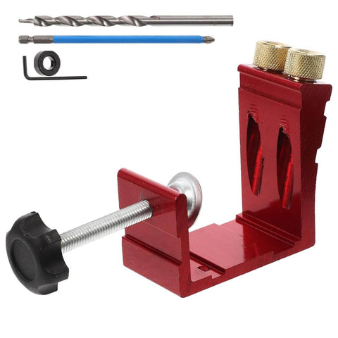 Pocket Hole Jig Kit For Woodworking Locator Tool With Diagonal Drilling Guide And Precise Depth Markings, metal components