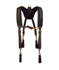 Oil Tanned Leather Tool Belt Suspenders For Men With Heavy Duty Padded Support And Adjustable Chest Strap Built For The Work Site Carpenters And Handyman Pros, front view