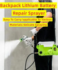 Pro Grade Backpack Airless Paint Sprayer With Cordless Spray Gun And 15Mpa High Pressure, 1.7L Tank With Six Speed Controls, Ditch The Rollers For Smooth As Silk Finishes Inside Or Outdoors, showcased during use on smooth surface.