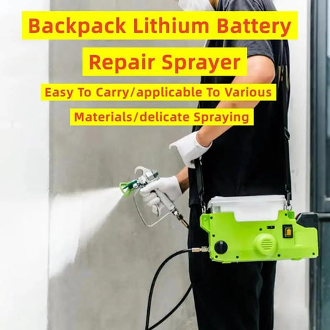 Pro Grade Backpack Airless Paint Sprayer With Cordless Spray Gun And 15Mpa High Pressure, 1.7L Tank With Six Speed Controls, Ditch The Rollers For Smooth As Silk Finishes Inside Or Outdoors, showcased during use on smooth surface.