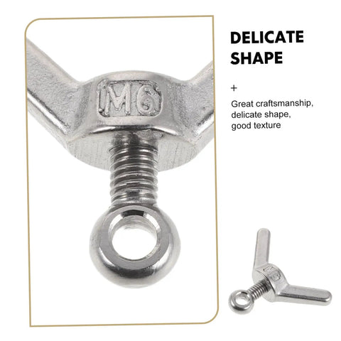 Close-up of Stainless Steel Flange Butterfly Wing Bolts Kit M6x20mm With Locking Hole showing delicate craftsmanship.