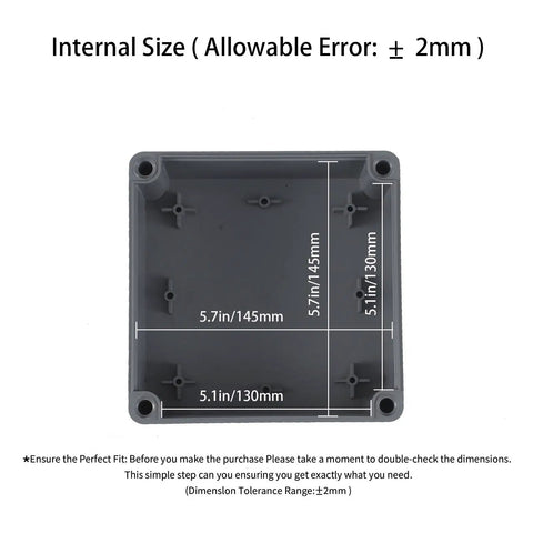 4 Pack Heavy Duty Abs Plastic Junction Boxes 6 In X 6 In X 3 In IP65 Waterproof Outdoor Electrical Conduit Enclosure Internal dimensions shown.