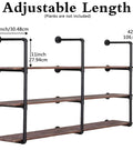 Industrial Iron Pipe Shelving Brackets Unit For Farmhouse Wall Mounted Shelves with four-tier adjustable iron pipes, 42in height.