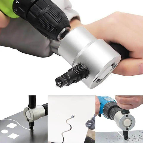 Beefy Multipurpose Double Head Sheet Metal Nibbler And Hole Saw Drill Cutter Attachment for electric drills, cutting metal.