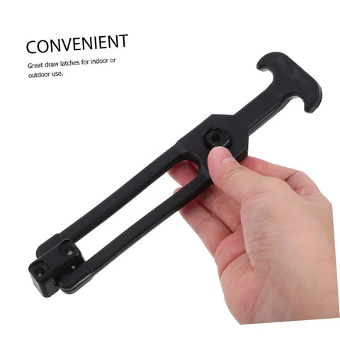 Hand holding Beefy Rubber Draw Latches 2 Pack For Tool Boxes And Coolers High Load Capacity T Handle Hasp Indoor Outdoor Use