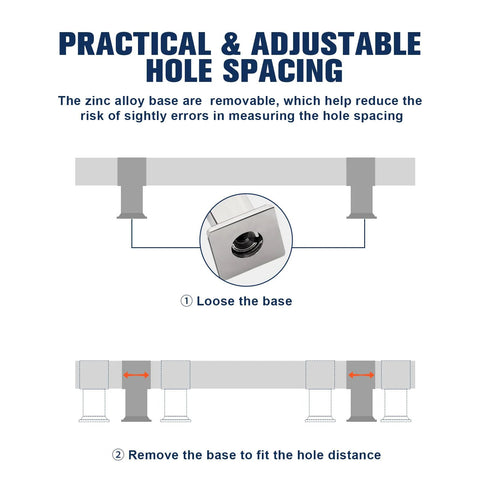 Practical adjustable hole spacing for 10 Pack 3 Inch Center To Center Cabinet Handles With Clear Acrylic Square Tube And Gold Finish Zinc Alloy Base