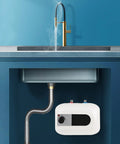Premium Super Smooth 110V Under Sink Electric Water Heater Delivering Rock Solid 1500W Instant Heat installed under a sink.