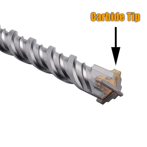 SDS Plus rotary hammer drill bit with carbide tip; 1-1/2 in diameter, 23.6 in length for concrete and masonry.