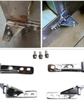 4 Piece Refrigerator Hinge Set With 35mm Wheelbase Zinc Alloy For USTAR GRISTA Commercial Fridges displayed with screws.