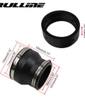 Black PVC Reducer Coupler From 4 Inch To 3 Inch With Gate Valve Bushing And 2 Clamps For RV Plumbing Fittings, dimensions shown