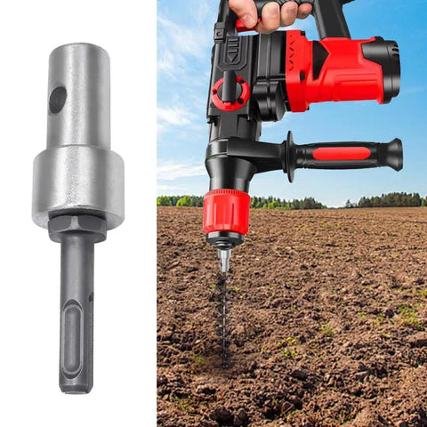 Garden Auger Drill Adapter Kit That Plays Nice With Corded And Cordless Drills, ground drilling demo in soil
