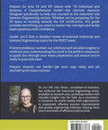 Book back cover: FE Industrial and Systems guide; blue with yellow band, author photo, ISBN barcode (Amazon).