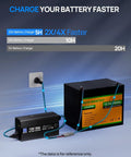 12V 20A LiFePO4 Battery Charger With Anderson Connector For Deep Cycle Batteries Automatic Smart Charging And Maintenance 14.6V Output Ideal For Boats And RVs connected to a battery, showcasing fast charging capabilities.