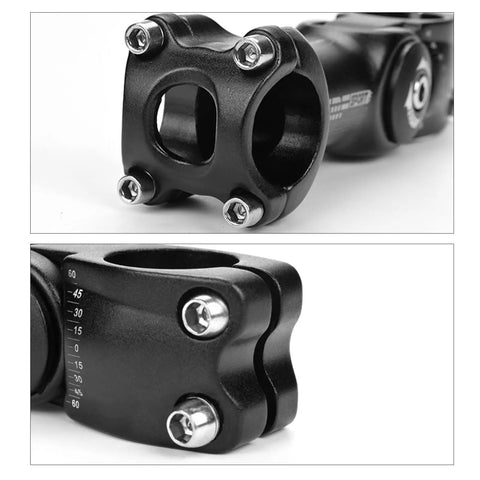 Close-up view of the 31.8mm Aluminum MTB Stem 110mm 60 Degree Adjustable Riser Handlebar for 1.25 Inch 31.8mm Bars