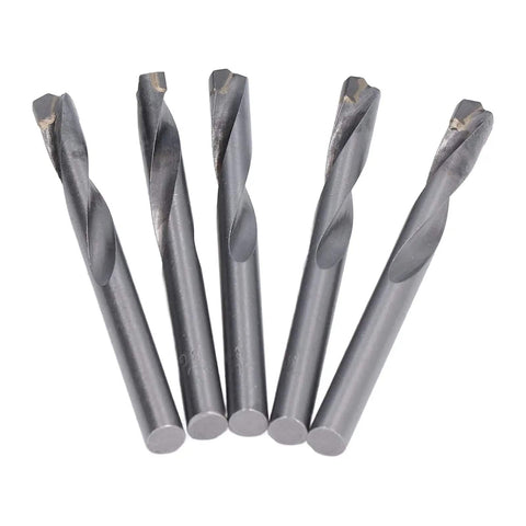 Set of 5 drill bits, part of the 10 Piece Twist Drill Bit Straight Shank Tungsten Steel Heavy Duty End Mill Kit For PCB Wood Metal Plastic Engraving And CNC Milling High Efficiency Cutter Set Pro.