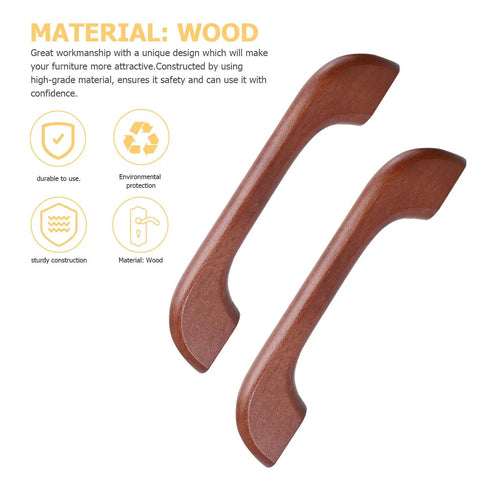 Tea Color Wood Cabinet Handles 96mm Hole Spacing Drawer Pulls For DIY Friendly Furniture Upgrades Rustic Wooden Door Knobs For Home Cabinet Hardware Easy Install Six Pack showing two wooden handles and material details.
