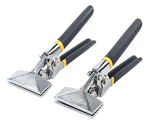 2 Piece Sheet Metal Bending Pliers Set With Ergonomic Handles, straight formers and benders, nickel plated, construction and window design tool.