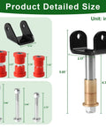 Beefed Up Golf Cart Front And Rear End Repair Bushing Kit For 1993 Up Club Car DS Deluxe Front And End Rebuild Kit With King Pin Polyurethane Sleeves And Steel Plate Screws, dimensions shown