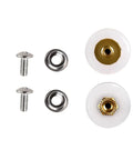 Heavy Duty Screen Roller Assembly 2 Pack Replaces 9311006 For Top Hung Sliding Patio Doors Smooth Operator with concave wheels and screws.