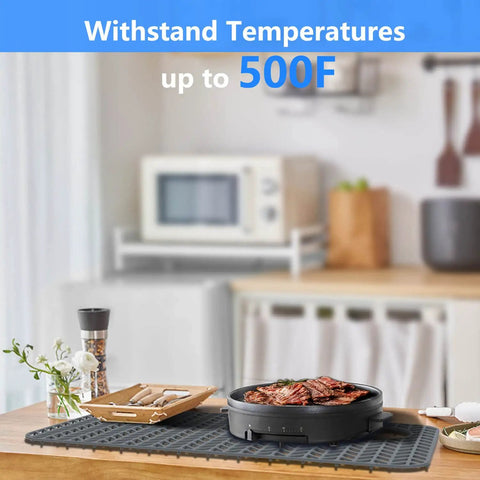 Pro Grade Silicone Sink Mat Grid For Kitchen Sink Protection Fits 12 Inch To 30 Inch Flexible And Heat Resistant Non Slip Odor Resistant Shields Glassware And Dishes In Stainless Steel And Farmhouse Sinks Easy Clean Durable Kitchen Mat with grill on countertop