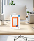 Rugged Mini 4TB 2.5 Inch Portable External Hard Drive For PC Mac iPad iPhone With Password Protection, box on desk
