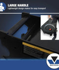 Close-up of handle and person carrying Beefy 1200 CFM Blower Fan With 3 Speed Settings, Heavy Duty ABS Housing, 8.5 Ft Cord