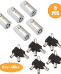 High Security Vending Machine Lock And Key Set Keyed Alike 5 Pack Tubular Locks for Coke, Pepsi, and Snack Machines ABuff