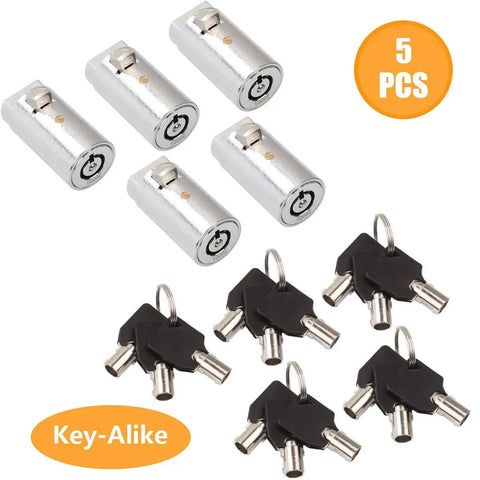 High Security Vending Machine Lock And Key Set Keyed Alike 5 Pack Tubular Locks for Coke, Pepsi, and Snack Machines ABuff