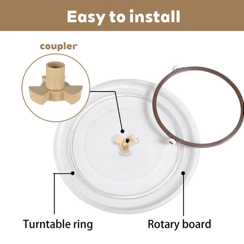 Two Pack Microwave Turntable Coupler Replacement For Glass Tray Drive Roller Guide Support Fits Most Microwave Plates And Y Shaft 0.59 Inch Shaft Length Easy Install Durable Microwave Oven Roller Coupling, installed on turntable ring