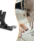 Pro Grade Multifunction Hem Guide Presser Foot For Sewing Machines Durable Black Steel Attachment Delivers Smooth Even Hemming On Thin Fabrics And Lace Perfect For Home Sewing Projects And Small Garment Factory Work, black steel hemming foot on sewing machine