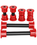 Club Car Precedent front suspension kit with red polyurethane bushings and black sleeves