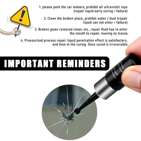 Windshield Repair Kit for Chips Scratches and Star Cracks Quick Resin Liquid Filler for DIY Auto Glass use instructions