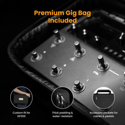 GP-200 Multi Effects Pedal For Guitar And Bass With Amp Modeling IR Loader Expression Pedal USB Audio Interface Looper Drum Machine And Gig Bag Bundle For Live Gigs in premium gig bag
