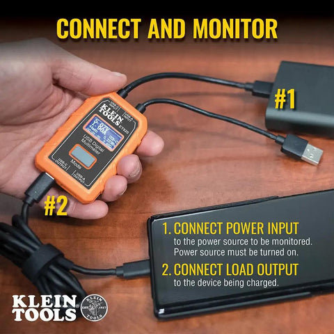 USB Power Meter For USB A And USB C Digital Voltage, Current, Capacity, Energy And Resistance Tester in use monitoring devices