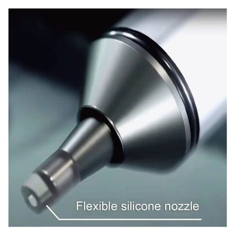 Close-up of flexible silicone nozzle on Pro Grade Desoldering Pump Solder Sucker For Quick Clean Melted Solder Removal Made In Japan