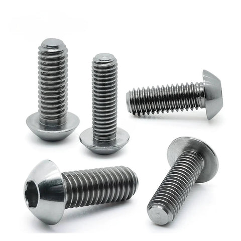 Five titanium alloy button-head hex-socket screws (M2–M4)