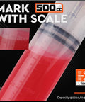 HORUSDY 500cc fluid extractor oil syringe with scale, clear plastic body and red liquid for automotive use