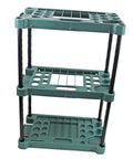 Heavy Badass Broom And Mop Organizer Rock Solid Corner Rack With Hella Durable Polypropylene Shelves and Reinforced Iron Frame, 3-tier.