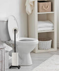 Beefy Industrial Black Free Standing Toilet Paper Holder Dispenser For Bathroom Metal Pipe Style Tissue Stand With Storage