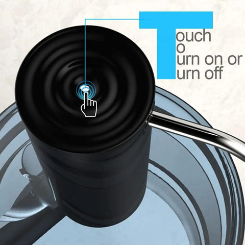 Top view of Electric Portable Water Dispenser Pump For 2 To 6 Gallon Jugs USB Rechargeable Auto Pump with touch control button