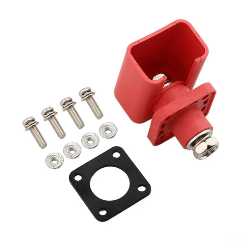 Tough As Nails 200 Amp Lithium Terminal Connector With Threaded Wiring and High Voltage Power Adapter For EV Battery Packs Red with screws.