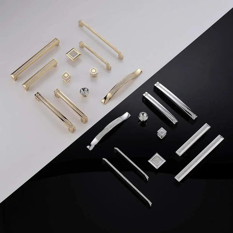 Square Cabinet Handles And Crystal Knobs With All Metal Drawer Pulls Bling Bling Chrome Finish Easy Install Screws Included