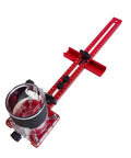 No Sweat 4 In 1 Router Jig And Precision Edge Guide For Woodworking Dead On Accurate Circle Cutting Milling Bracket Reliable Gear Quick Setup For Weekend Warriors And Pros Red Large adjustable aluminum jig with clear circle cutting guide.