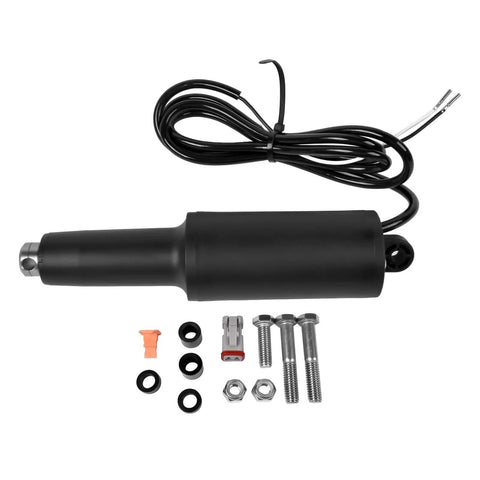 Replacement 12V Actuator For Lenco 101XD Extreme Duty Marine System with Two And A Quarter Inch Stroke And Three Eighths Inch Hardware Direct Fit 15056 001 Easy Install, showing actuator with accessories.