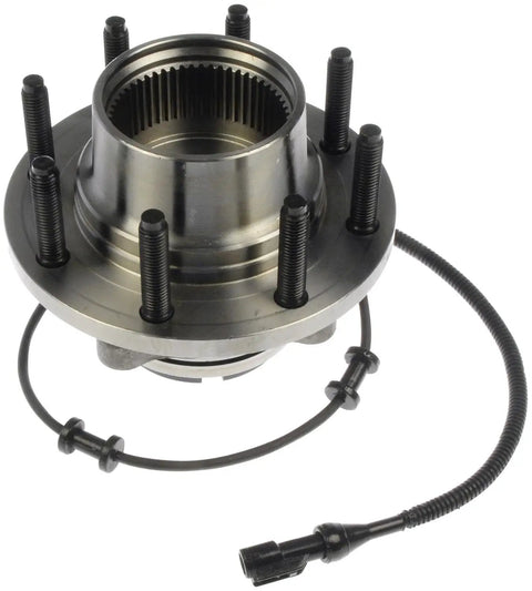 Front Wheel Bearing Hub Assembly For 1999 To 2002 Ford Excursion F250 F350 Super Duty 4wd, detailed view with bolts and sensor.