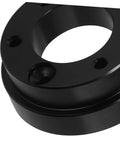 Close-up of Racing Car Steering Wheel Height Adapter Plate Kit Universal Fit For Racing Wheels The Wheel Riser in black metal
