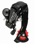 Direct Mount 6 Speed Bicycle Rear Derailleur With Bracket In Red for smooth shifting with durable steel body.
