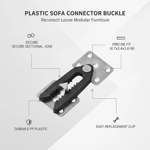 Plastic Sofa Connector Buckle For Modular Sectionals Replaces Lost Clips To Secure Loose Frames And Keep Gaps Out, Black PP Plastic